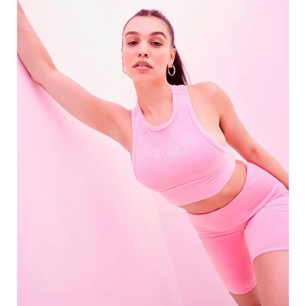 NWT Juicy Couture Velour Biker Shorts (XS) & Racerback Crop Tank Top (S)